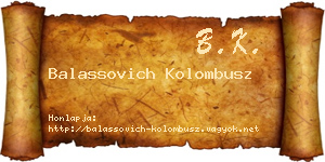 Balassovich Kolombusz névjegykártya